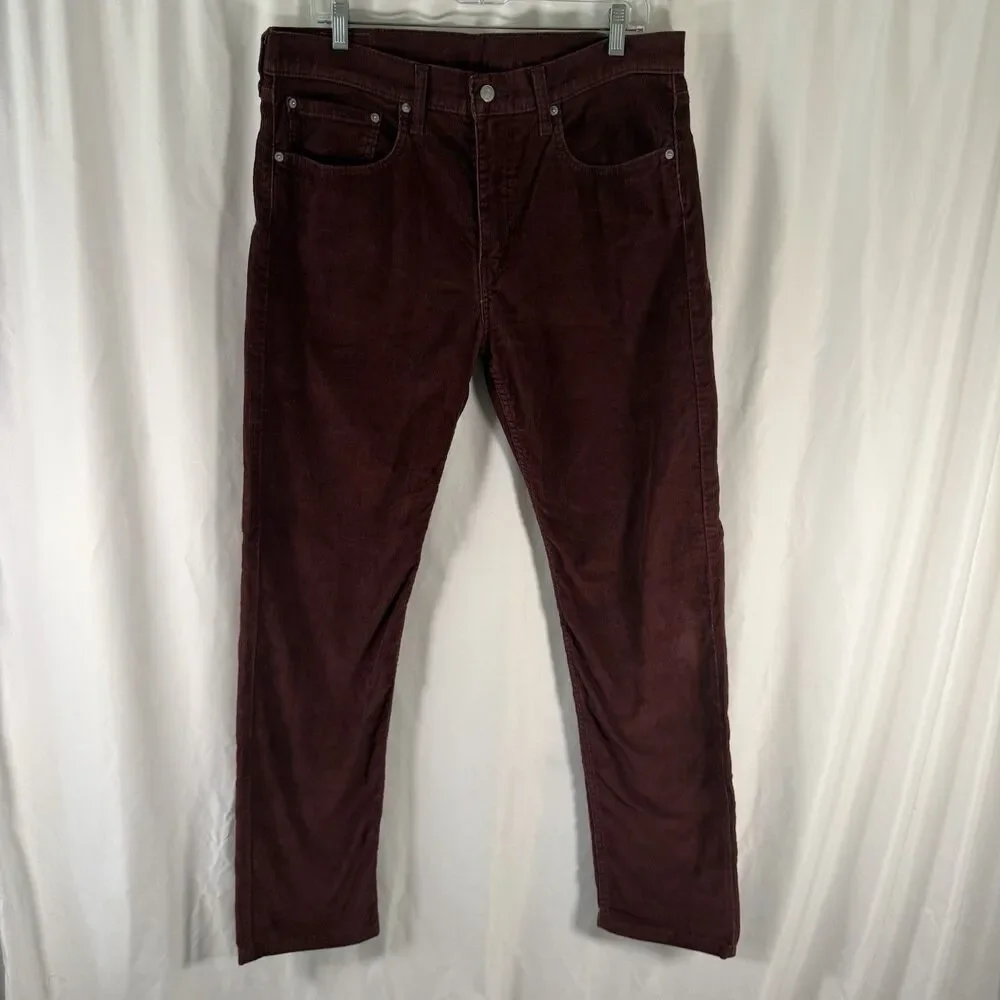 Levis 502 Corduroy Pants Men's 34x34 Red 5 Pocket Cotton Blend Button Zip
